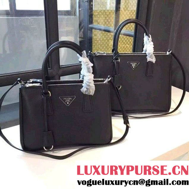 Prada 1BA274 Large Galleria Saffiano Leather Bag Black 2016 (2A016-6022920 )