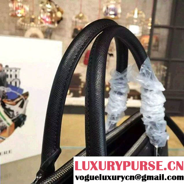 Prada 1BA274 Large Galleria Saffiano Leather Bag Black 2016 (2A016-6022920 )