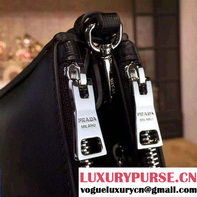 Prada 1BA274 Large Galleria Saffiano Leather Bag Black 2016 (2A016-6022920 )