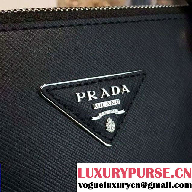 Prada 1BA274 Large Galleria Saffiano Leather Bag Black 2016 (2A016-6022920 )