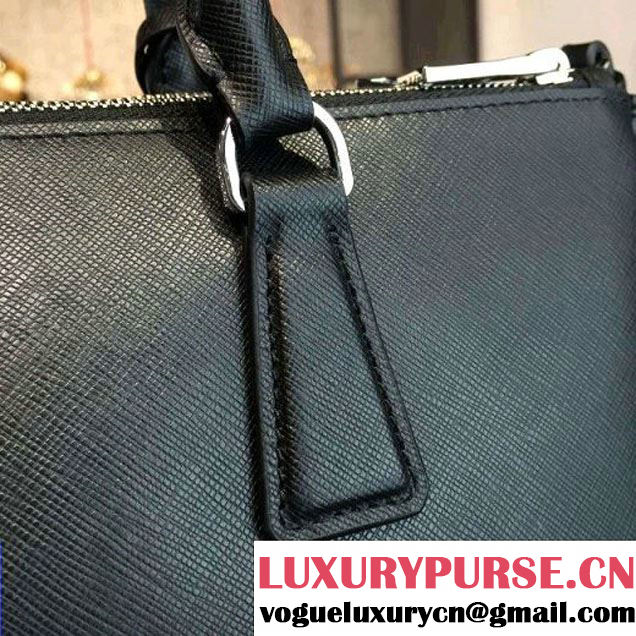 Prada 1BA274 Large Galleria Saffiano Leather Bag Black 2016 (2A016-6022920 )