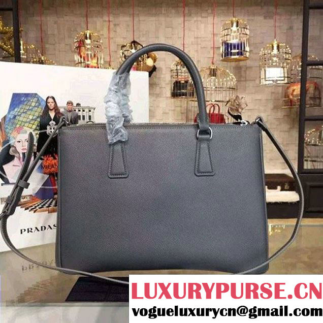 Prada 1BA274 Large Galleria Saffiano Leather Bag Grey 2016 (2A016-6022921 )