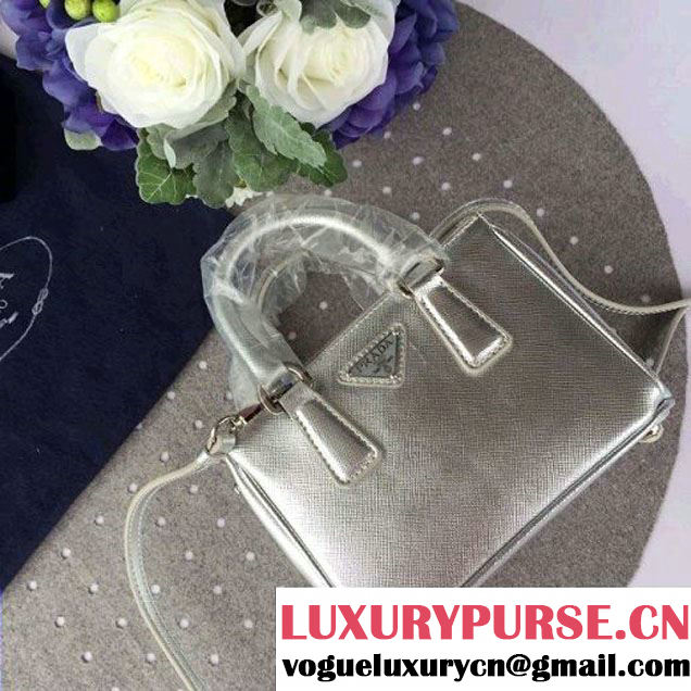 Prada Mini Galleria Saffiano Leather Bag Silver (1A053-6032210 )