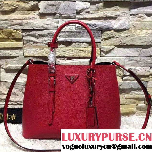 Prada BN2838 Saffiano Cuir Leather Double Bag Red (2A193-6050602 )