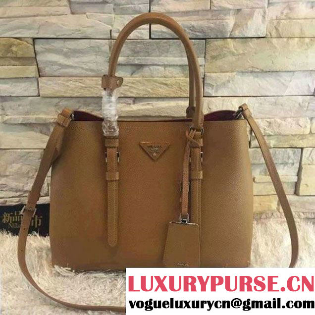 Prada BN2838 Saffiano Cuir Leather Double Bag Cinnamon (2A193-6050606 )