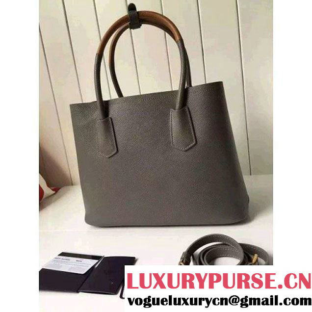 Prada Saffiano Leather Double Bag with Two-tone Handle Marble/Caramel 2016 (2A016-6051902 )
