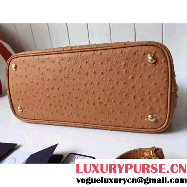 Prada Calfskin Ostrich Pattern Double Bag Camel 2016 (2A016-6060302 )