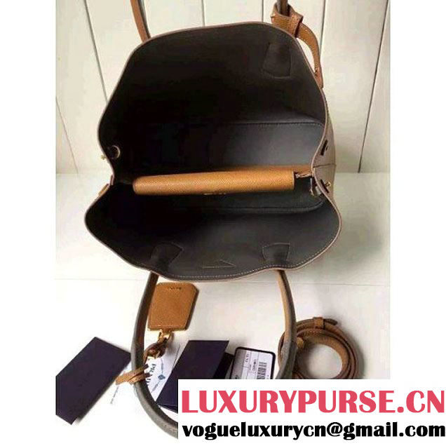 Prada Saffiano Leather Double Bag with Two-tone Handle Caramel/Marble 2016 (2A016-6051900 )