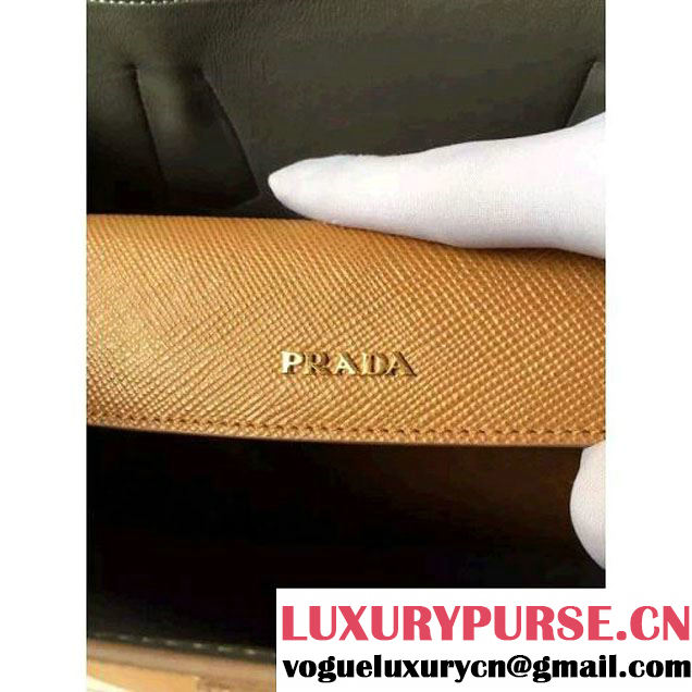 Prada Saffiano Leather Double Bag with Two-tone Handle Caramel/Marble 2016 (2A016-6051900 )