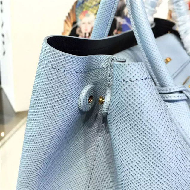 Prada Saffiano Double Handle Tote Bag 33cm Fall Winter 2016 Bag Collection Light Blue