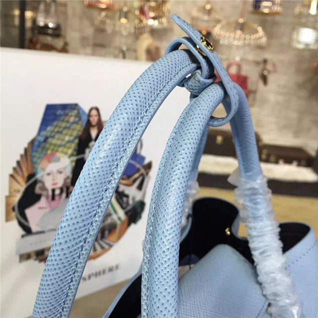 Prada Saffiano Double Handle Tote Bag 33cm Fall Winter 2016 Bag Collection Light Blue