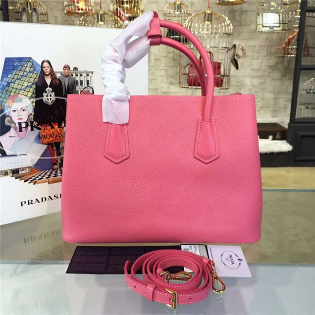 Prada Saffiano Double Handle Tote Bag 33cm Fall Winter 2016 Bag Collection Rose Pink