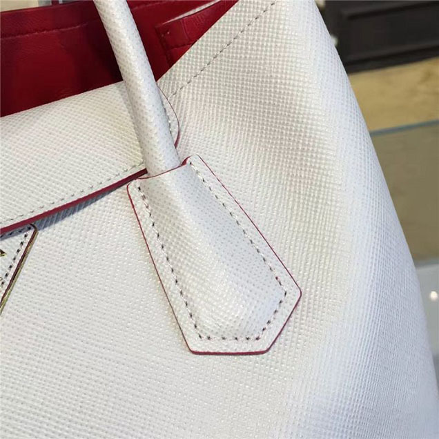 Prada Saffiano Double Handle Tote Bag 33cm Fall Winter 2016 Bag Collection White