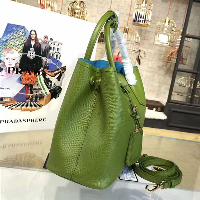 Prada Saffiano Double Handle Tote Bag 33cm Fall Winter 2016 Bag Collection Vert Green