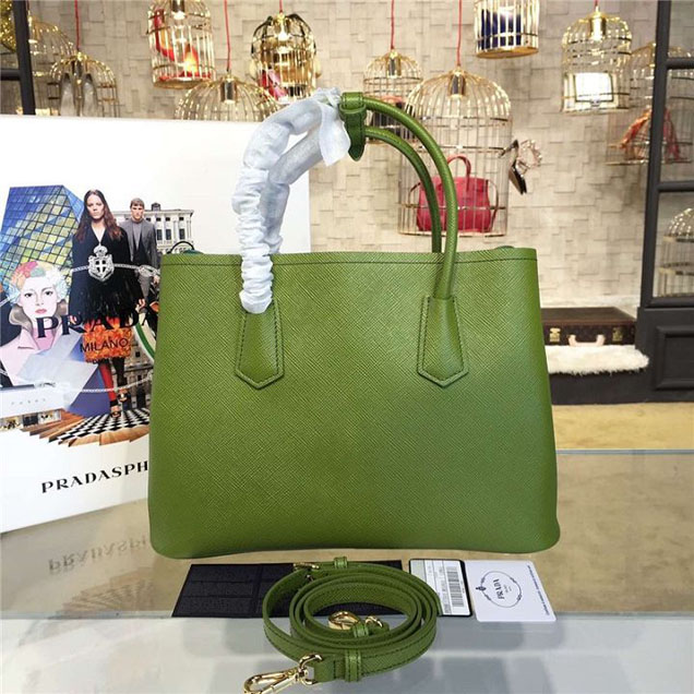 Prada Saffiano Double Handle Tote Bag 33cm Fall Winter 2016 Bag Collection Vert Green