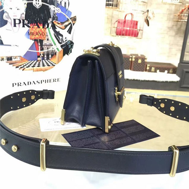 Prada Cahier Shoulder Bag Calfskin Leather 20cm Fall Winter 2016 Bag Collection Black