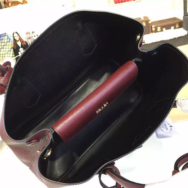 Prada Saffiano Double Handle Tote Bag 33cm Fall Winter 2016 Bag Collection Bordeaux Red