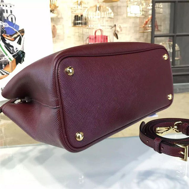 Prada Saffiano Double Handle Tote Bag 33cm Fall Winter 2016 Bag Collection Bordeaux Red