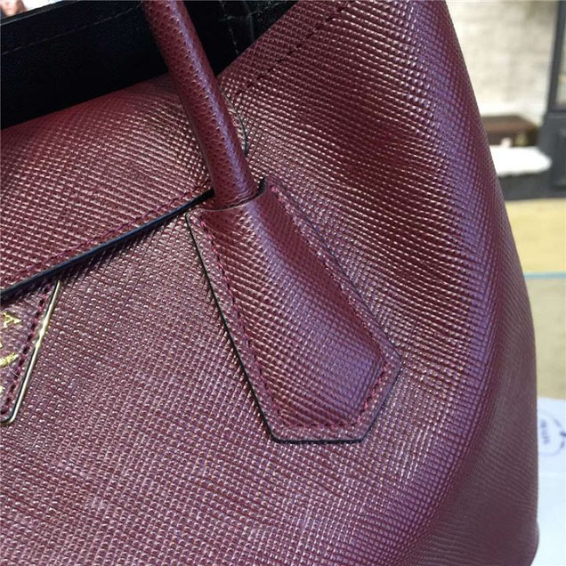 Prada Saffiano Double Handle Tote Bag 33cm Fall Winter 2016 Bag Collection Bordeaux Red