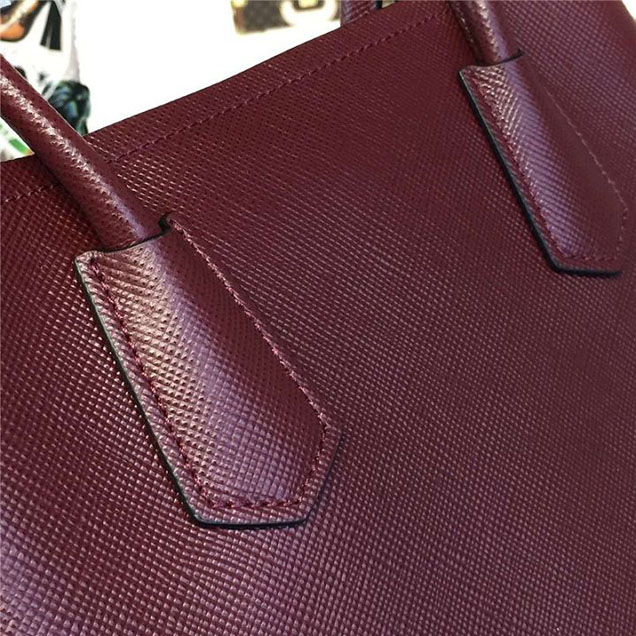 Prada Saffiano Double Handle Tote Bag 30cm Fall Winter 2016 Bag Collection Bordeaux Red
