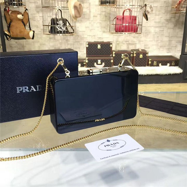 Prada Lucite Robot Evening Clutch Bag 2VZ135 20cm Fall Winter 2017 Collection Multi Black