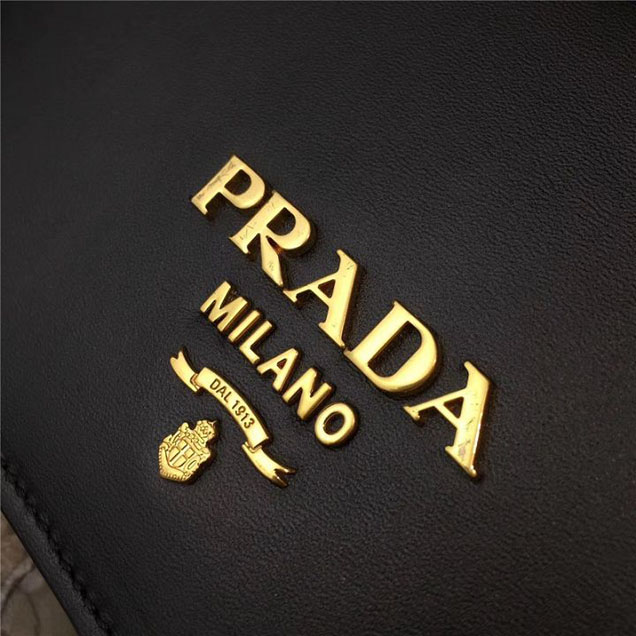 Prada Cahier Shoulder Bag 1BD075 Calfskin Leather 20cm Fall Winter 2017 Bag Collection Black