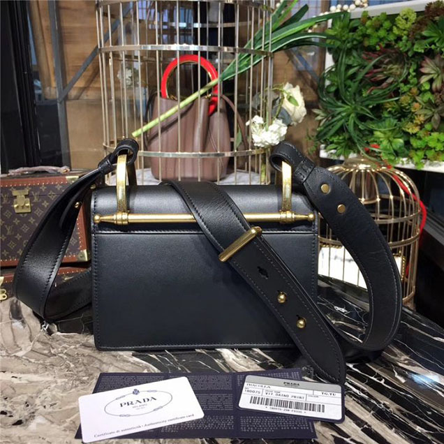 Prada Cahier Shoulder Bag 1BD075 Calfskin Leather 20cm Fall Winter 2017 Bag Collection Black