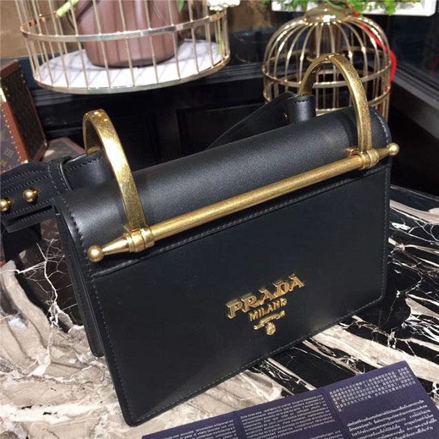 Prada Cahier Shoulder Bag 1BD075 Calfskin Leather 20cm Fall Winter 2017 Bag Collection Black