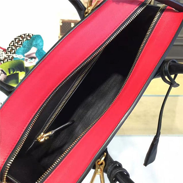Prada Esplanade City Satchel Bag Saffiano Leather 32cm Fall Winter 2016 Bag Collection Red Black