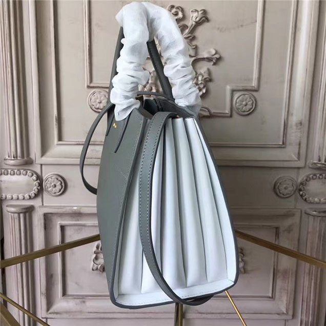 Prada Bibliotheque Tote Bag 26cm Calfskin Leather Fall Winter 2017 Bag Collection Grey White