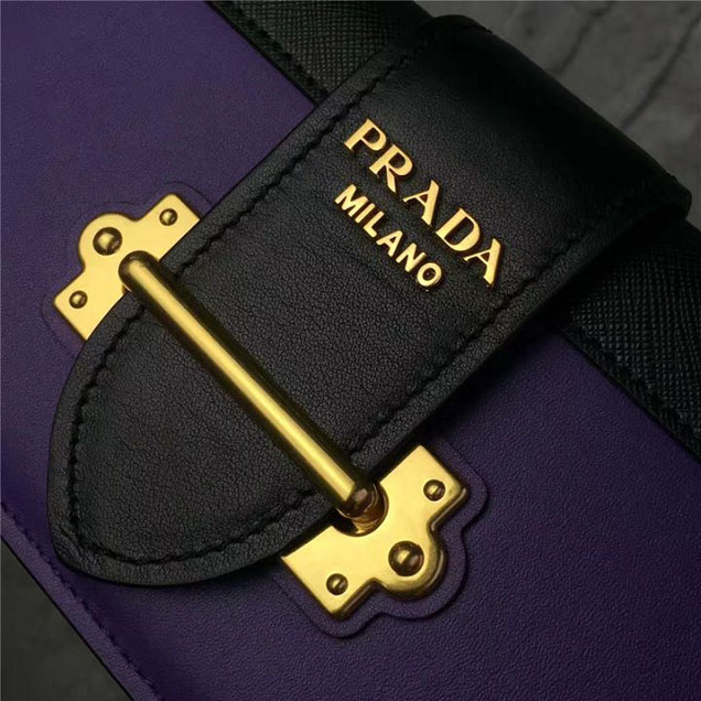 Prada Cahier Long Clutch with Chain Bag 25cm Calfskin Leather Fall Winter 2017 Bag Collection Purple Black