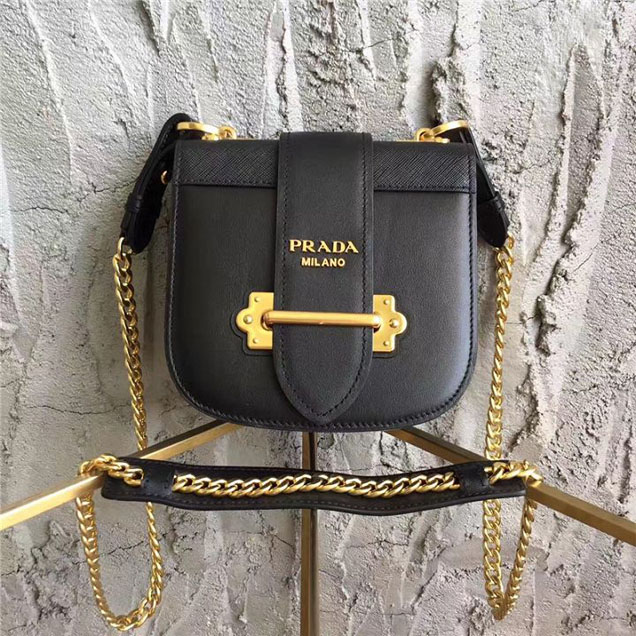 Prada Pionnière Belt Bag 16cm Calfskin Leather Fall Winter 2017 Bag Collection Black Black