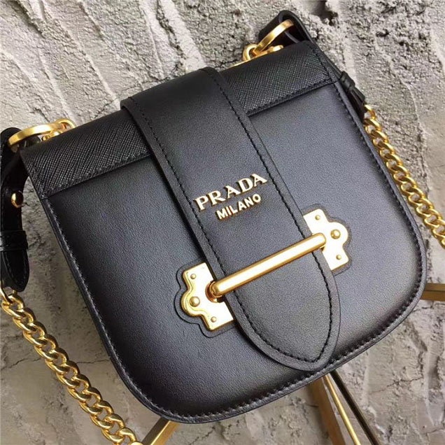 Prada Pionnière Belt Bag 16cm Calfskin Leather Fall Winter 2017 Bag Collection Black Black