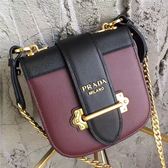 Prada Pionnière Belt Bag 16cm Calfskin Leather Fall Winter 2017 Bag Collection Burgundy Black