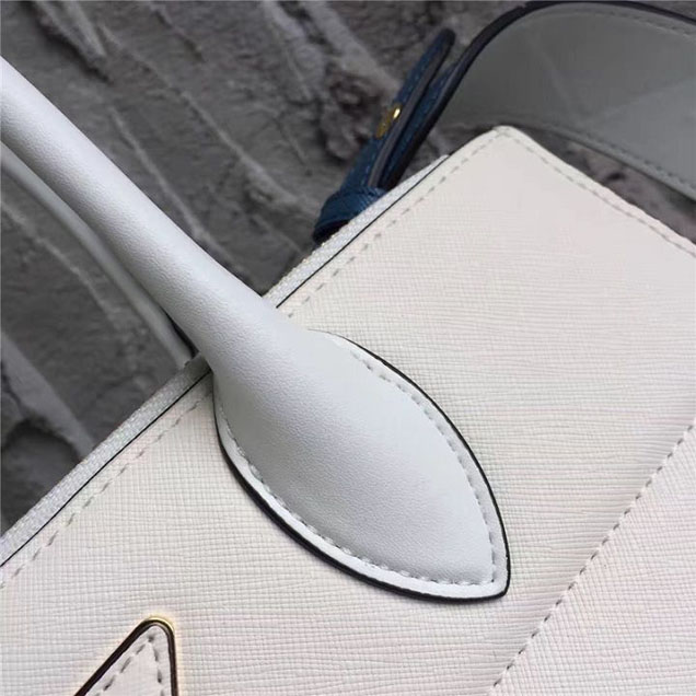 Prada Paradigme Saffiano 30cm Bag 1BA103 Calfskin Leather Fall Winter 2017 Bag Collection White Black