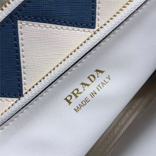Prada Paradigme Saffiano 30cm Bag 1BA103 Calfskin Leather Fall Winter 2017 Bag Collection White Black