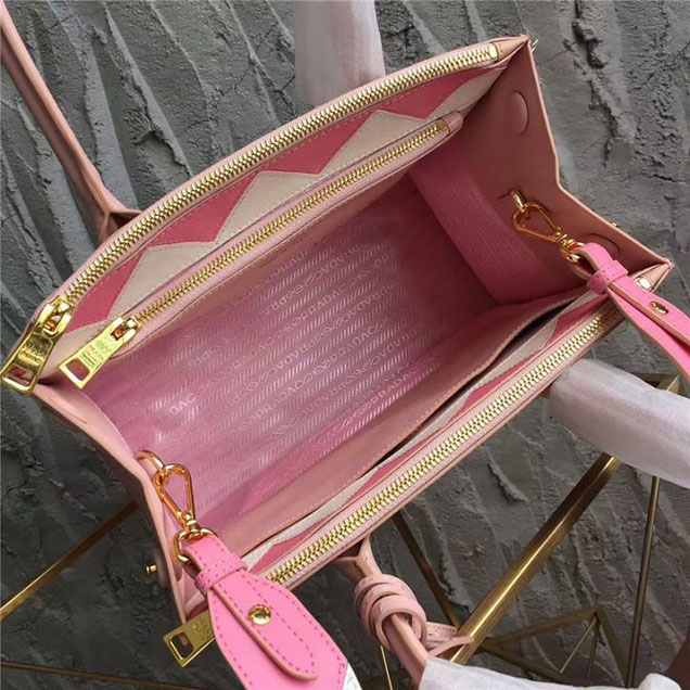 Prada Paradigme Saffiano 30cm Bag 1BA103 Calfskin Leather Fall Winter 2017 Bag Collection Pink White