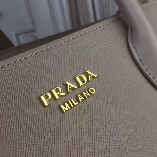 Prada Bibliothèque Saffiano 30cm Bag 1BA153 Calfskin Leather Fall Winter 2017 Bag Collection Beige Red