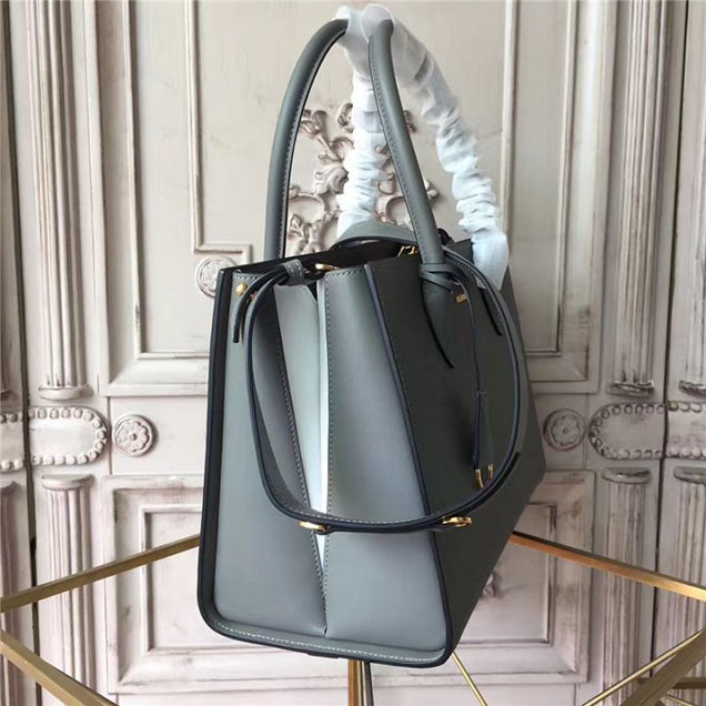 Prada Bibliothèque Saffiano 30cm Bag 1BA153 Calfskin Leather Fall Winter 2017 Bag Collection Grey White