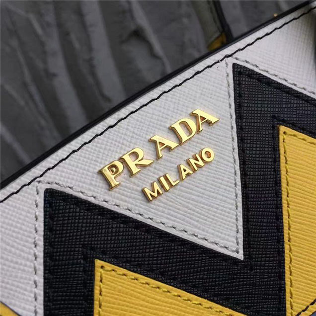 Prada Paradigme Saffiano 30cm Bag 1BA103 Calfskin Leather Fall Winter 2017 Bag Collection Astral Blue Sunny Yellow