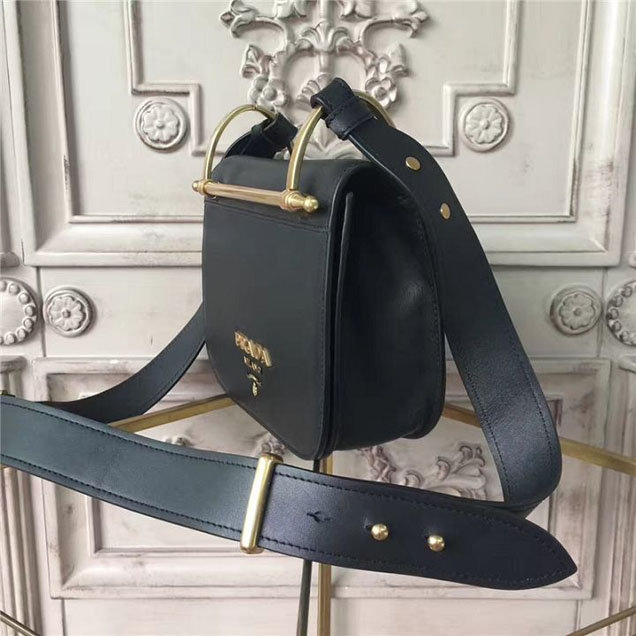 Prada Pionnière Bag 16cm 1BH070 Calfskin Leather Fall Winter 2017 Bag Collection Black