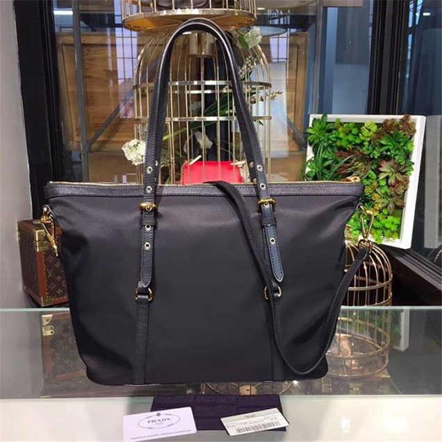 Prada Nylon Shoulder Tote 35cm Bag BR4997 Calfskin Leather Fall Winter 2017 Collection Black