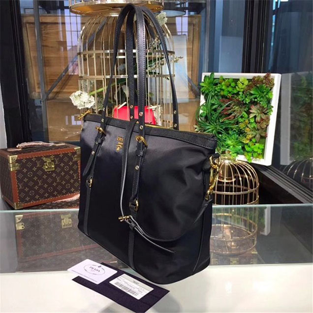 Prada Nylon Shoulder Tote 35cm Bag BR4997 Calfskin Leather Fall Winter 2017 Collection Black