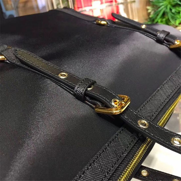 Prada Nylon Shoulder Tote 35cm Bag BR4997 Calfskin Leather Fall Winter 2017 Collection Black