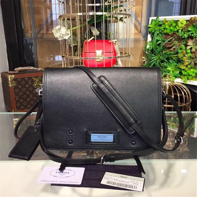Prada Etiquette Bag 28cm 1BD085 Calfskin Leather Fall Winter 2017 Collection Black