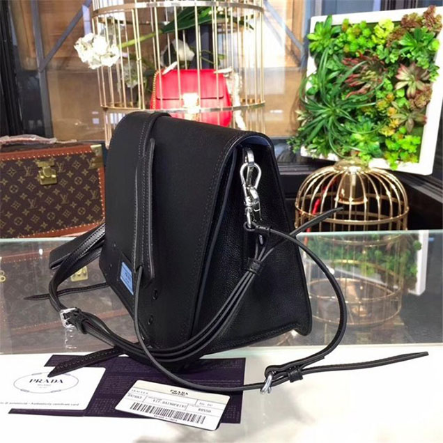 Prada Etiquette Bag 28cm 1BD085 Calfskin Leather Fall Winter 2017 Collection Black