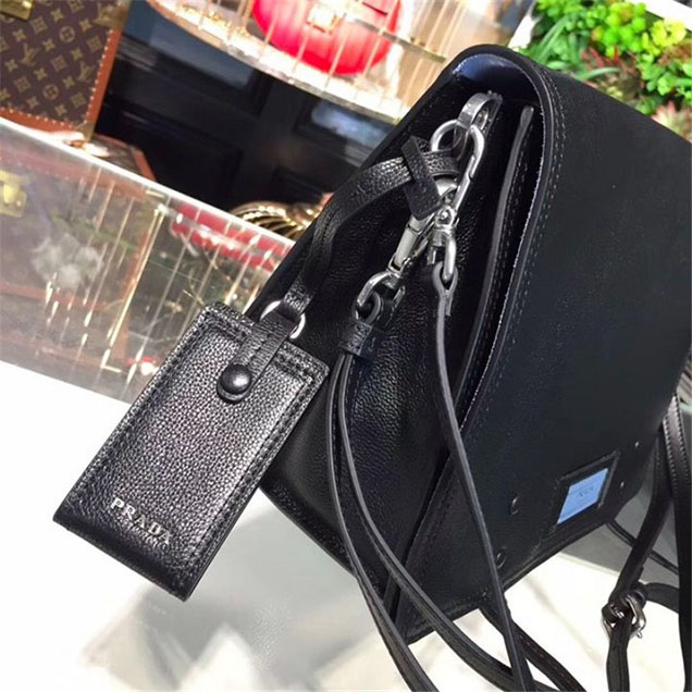 Prada Etiquette Bag 28cm 1BD085 Calfskin Leather Fall Winter 2017 Collection Black