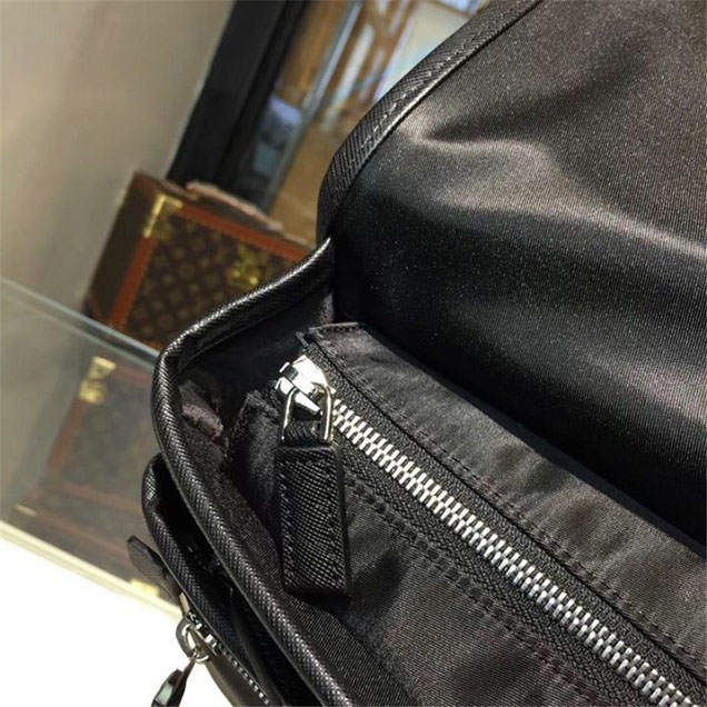 Prada Nylon Flap Messenger Bag 29cm Bag 2VD768 Calfskin Leather Fall Winter 2017 Collection Black