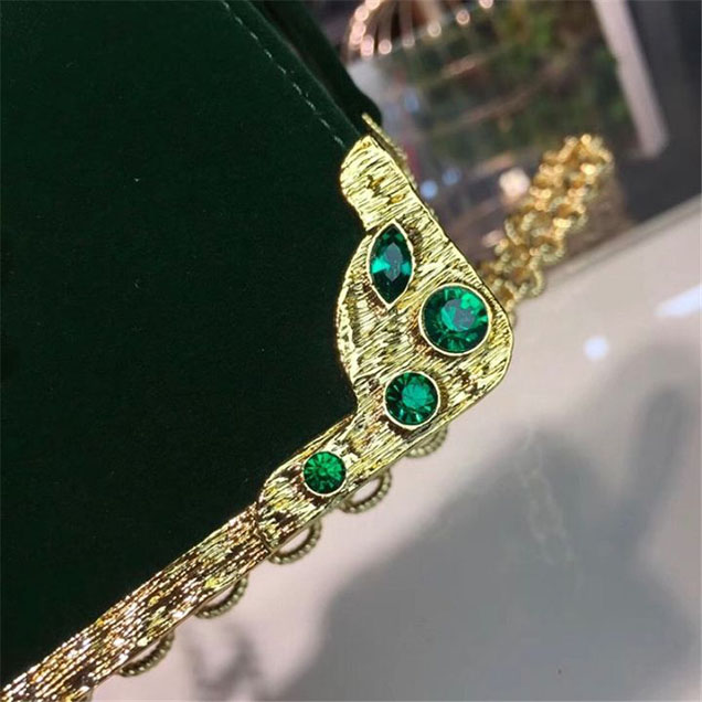 Prada Velvet Cahier Crystal-Embellished 18cm Bag 1BD045 Calfskin Leather Fall Winter 2017 Collection Green Black