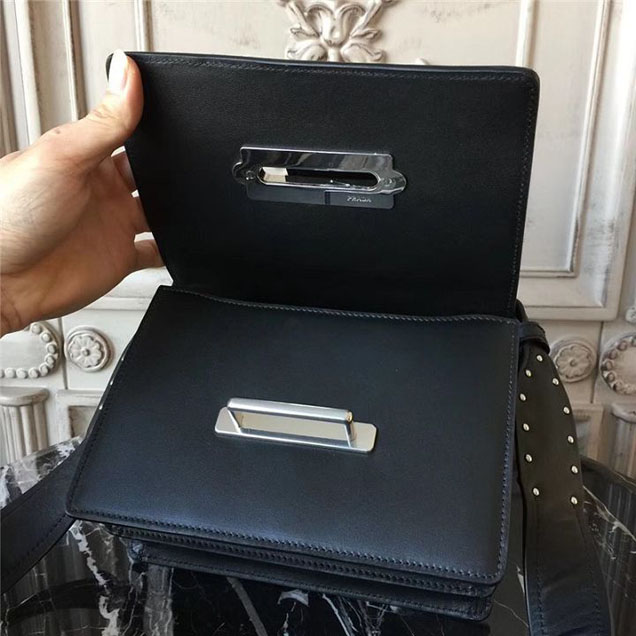 Prada Pionnière Studded with Calf Hair 20cm Shoulder Bag Calfskin Leather Fall Winter 2017 Collection Olive Green
